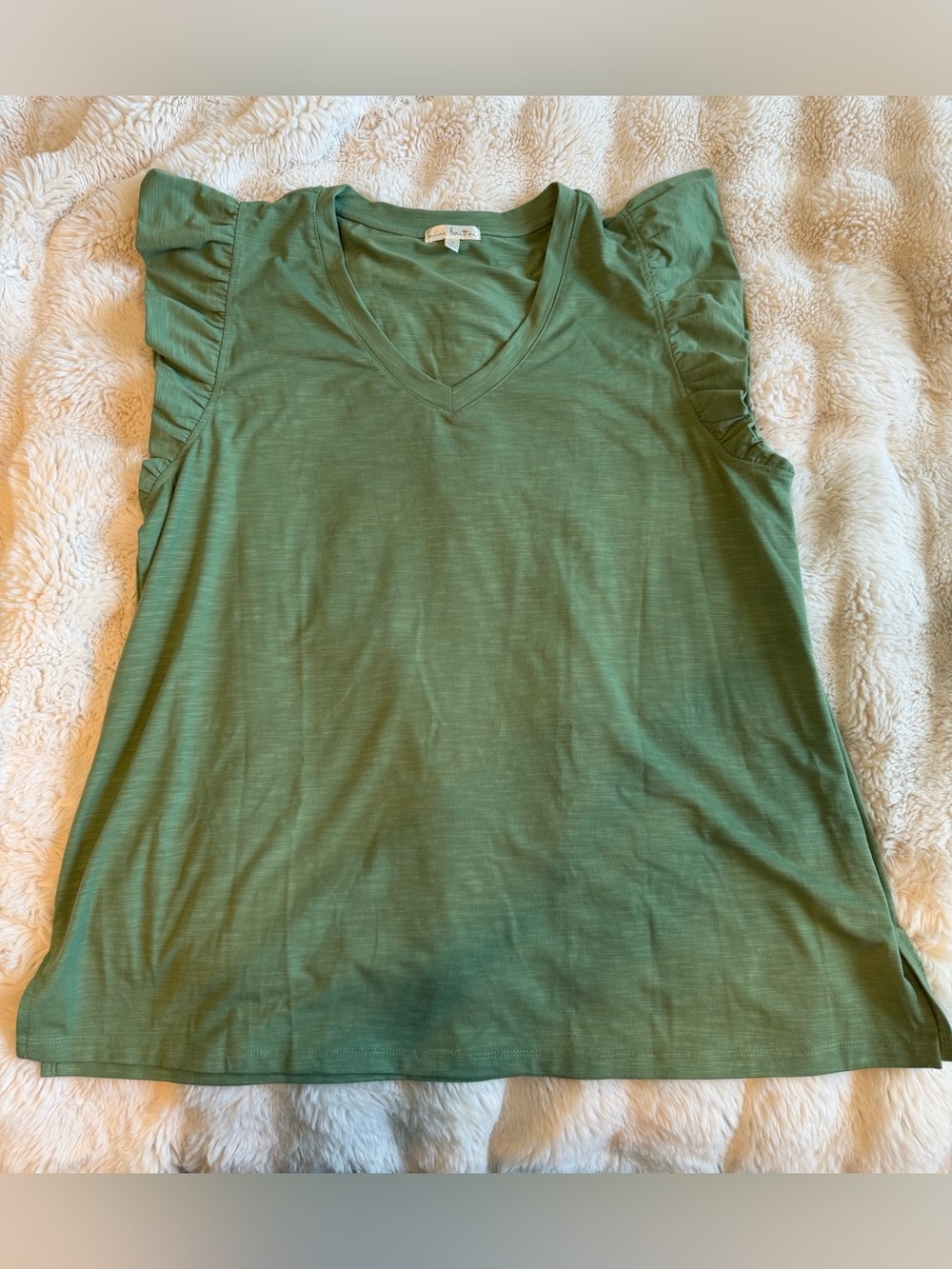 Nine Britton 2X Green Ruffle Sleeve V Neck Knit Top Stitch Fix